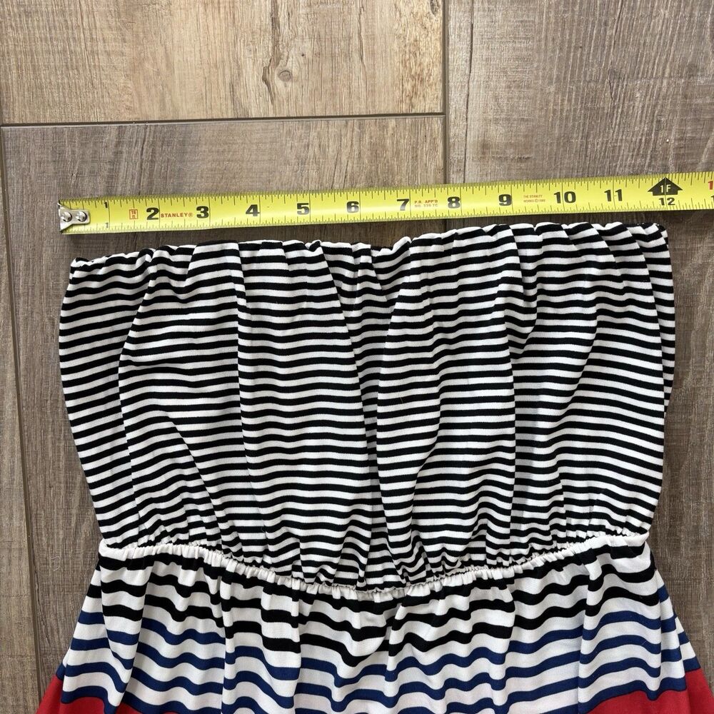 Outback Red Women Strapless Top Sz M Red Blue Stripes Nautical Beach 4th of July - Picture 8 of 11